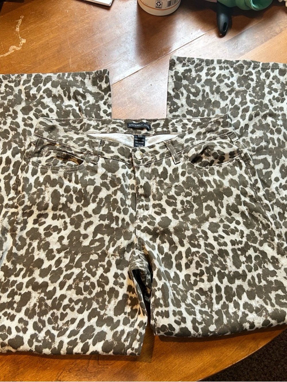 Sincerely Jules Olive & Cream Leopard-Print Jeans